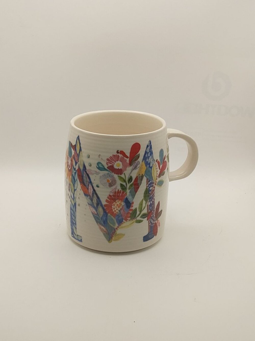 Starla M. Halfmann Anthropologie Mug "M" Floral Design Excellent Condition